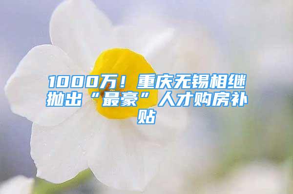 1000萬(wàn)！重慶無(wú)錫相繼拋出“最豪”人才購(gòu)房補(bǔ)貼