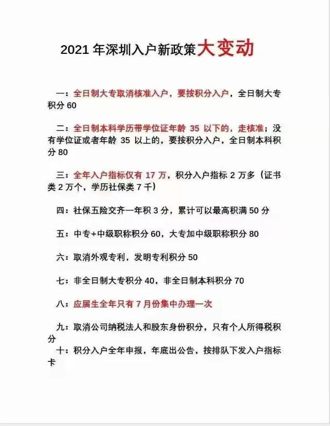 傳深圳將出落戶新規(guī)，統(tǒng)一積分落戶、?？?0分本科80分