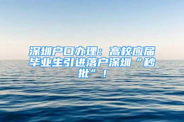 深圳戶口辦理：高校應(yīng)屆畢業(yè)生引進(jìn)落戶深圳“秒批”！