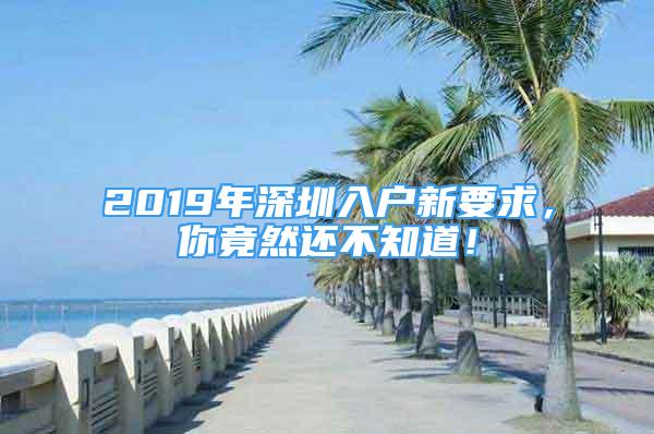 2019年深圳入戶(hù)新要求，你竟然還不知道！