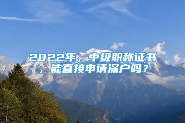 2022年，中級(jí)職稱證書(shū)，能直接申請(qǐng)深戶嗎？