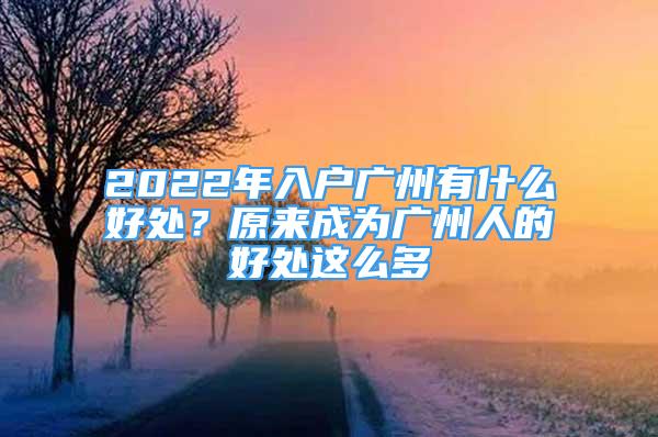 2022年入戶廣州有什么好處？原來成為廣州人的好處這么多