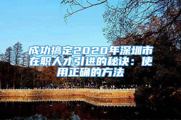 成功搞定2020年深圳市在職人才引進(jìn)的秘訣：使用正確的方法