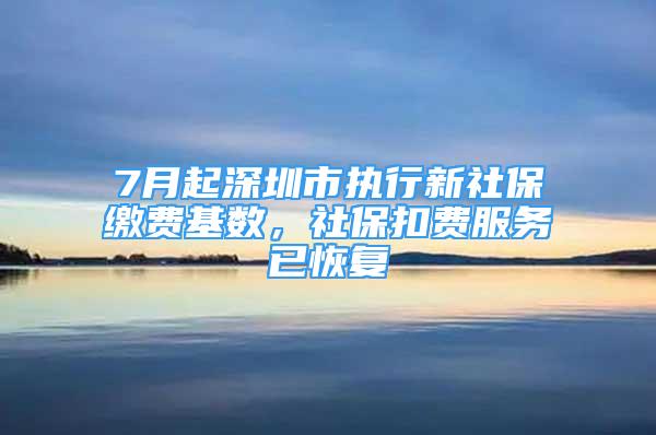 7月起深圳市執(zhí)行新社保繳費(fèi)基數(shù)，社保扣費(fèi)服務(wù)已恢復(fù)