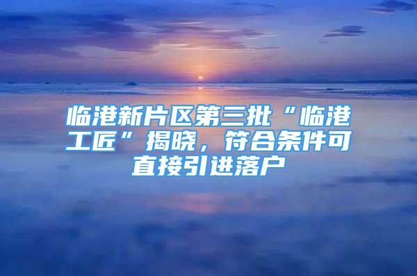 臨港新片區(qū)第三批“臨港工匠”揭曉，符合條件可直接引進落戶