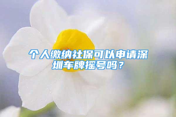 個(gè)人繳納社?？梢陨暾?qǐng)深圳車牌搖號(hào)嗎？