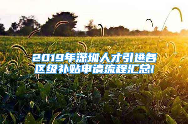 2019年深圳人才引進(jìn)各區(qū)級(jí)補(bǔ)貼申請(qǐng)流程匯總!