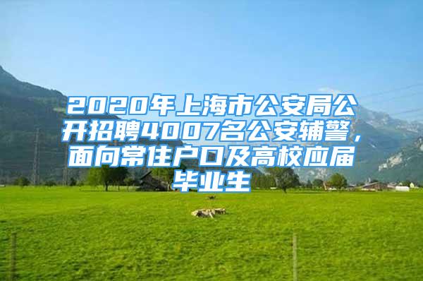 2020年上海市公安局公開(kāi)招聘4007名公安輔警，面向常住戶口及高校應(yīng)屆畢業(yè)生