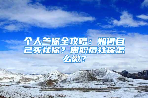 個(gè)人參保全攻略：如何自己買(mǎi)社保？離職后社保怎么繳？