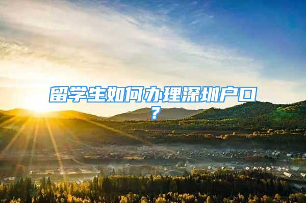 留學(xué)生如何辦理深圳戶口？