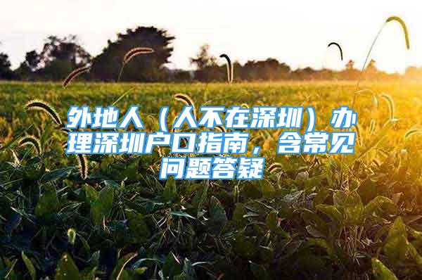 外地人（人不在深圳）辦理深圳戶口指南，含常見問題答疑