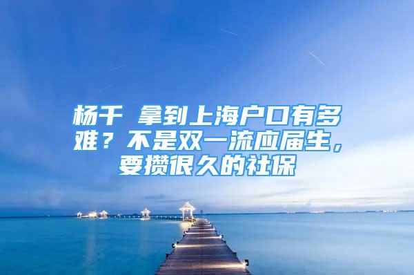 楊千嬅拿到上海戶口有多難？不是雙一流應(yīng)屆生，要攢很久的社保