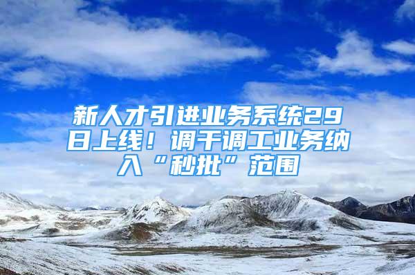 新人才引進業(yè)務系統(tǒng)29日上線！調(diào)干調(diào)工業(yè)務納入“秒批”范圍