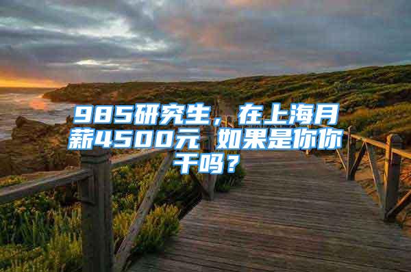 985研究生，在上海月薪4500元 如果是你你干嗎？