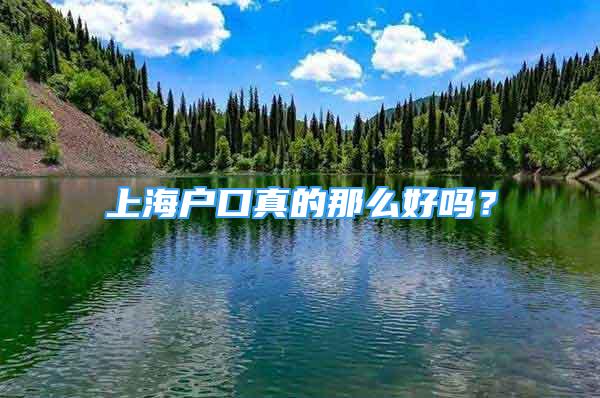 上海戶口真的那么好嗎？