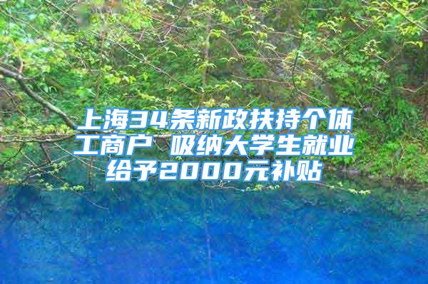 上海34條新政扶持個體工商戶 吸納大學(xué)生就業(yè)給予2000元補貼