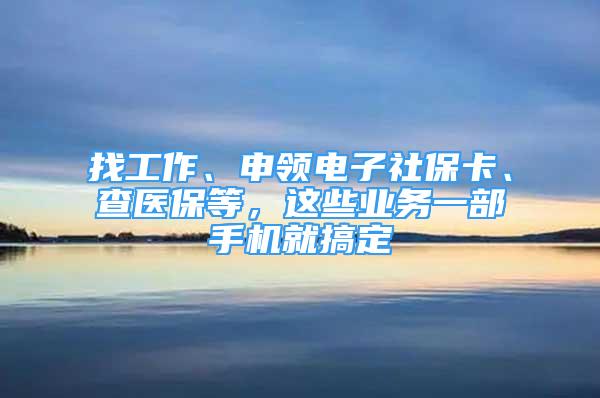 找工作、申領(lǐng)電子社?？?、查醫(yī)保等，這些業(yè)務(wù)一部手機(jī)就搞定