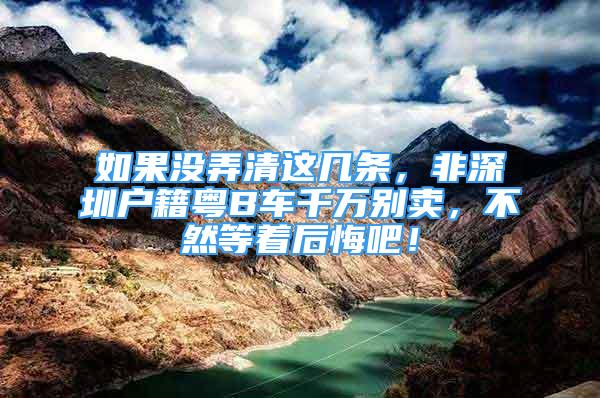 如果沒弄清這幾條，非深圳戶籍粵B車千萬別賣，不然等著后悔吧！