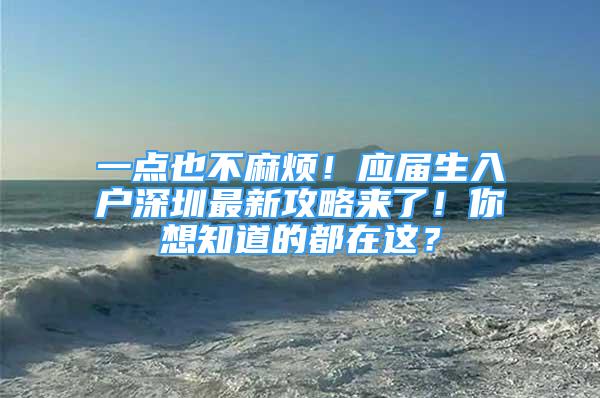 一點也不麻煩！應(yīng)屆生入戶深圳最新攻略來了！你想知道的都在這？