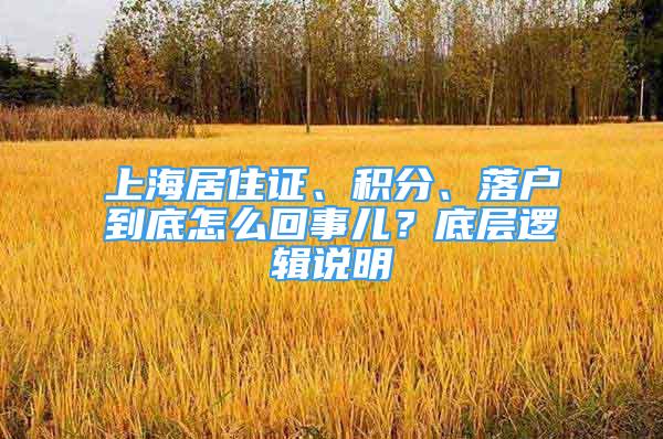 上海居住證、積分、落戶到底怎么回事兒？底層邏輯說明