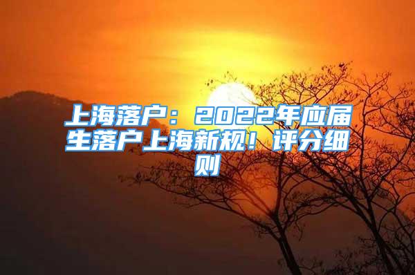 上海落戶：2022年應(yīng)屆生落戶上海新規(guī)！評分細則