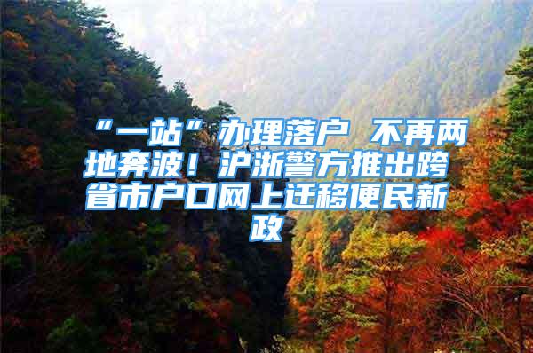 “一站”辦理落戶 不再兩地奔波！滬浙警方推出跨省市戶口網(wǎng)上遷移便民新政