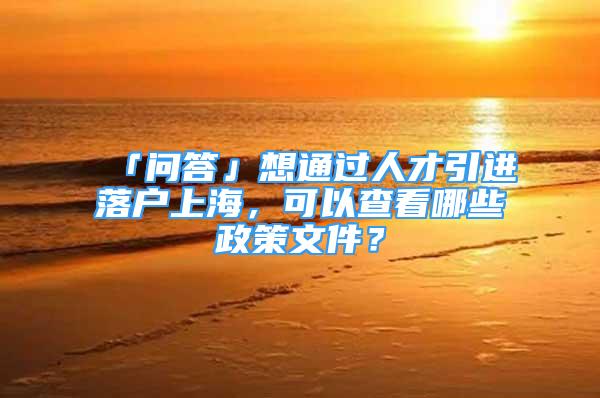 「問(wèn)答」想通過(guò)人才引進(jìn)落戶(hù)上海，可以查看哪些政策文件？