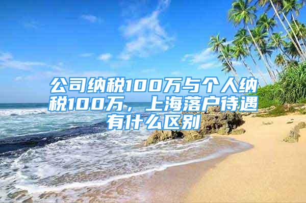 公司納稅100萬與個(gè)人納稅100萬，上海落戶待遇有什么區(qū)別