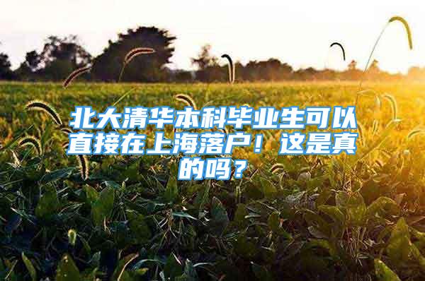 北大清華本科畢業(yè)生可以直接在上海落戶！這是真的嗎？