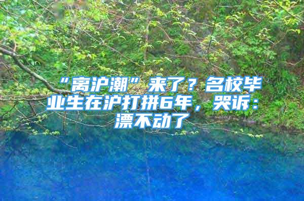 “離滬潮”來了？名校畢業(yè)生在滬打拼6年，哭訴：漂不動了