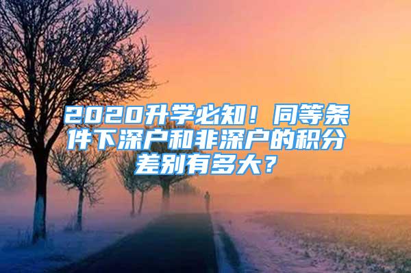 2020升學(xué)必知！同等條件下深戶和非深戶的積分差別有多大？