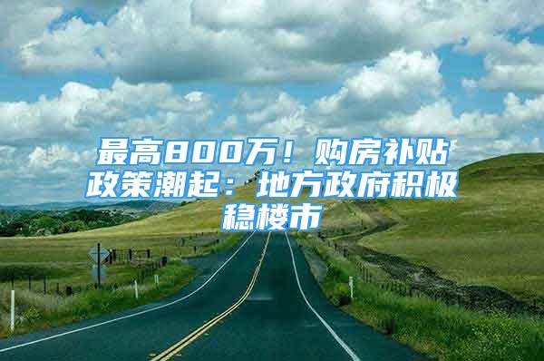 最高800萬(wàn)！購(gòu)房補(bǔ)貼政策潮起：地方政府積極穩(wěn)樓市