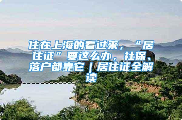 住在上海的看過來，“居住證”要這么辦，社保、落戶都靠它｜居住證全解讀