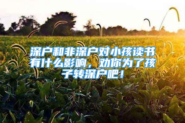 深戶和非深戶對小孩讀書有什么影響，勸你為了孩子轉(zhuǎn)深戶吧！