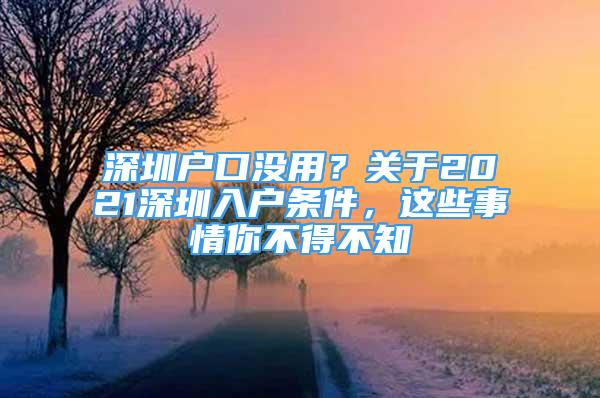 深圳戶口沒(méi)用？關(guān)于2021深圳入戶條件，這些事情你不得不知