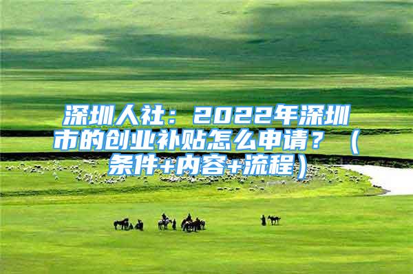 深圳人社：2022年深圳市的創(chuàng)業(yè)補貼怎么申請？（條件+內(nèi)容+流程）