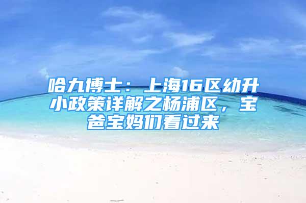 哈九博士：上海16區(qū)幼升小政策詳解之楊浦區(qū)，寶爸寶媽們看過來