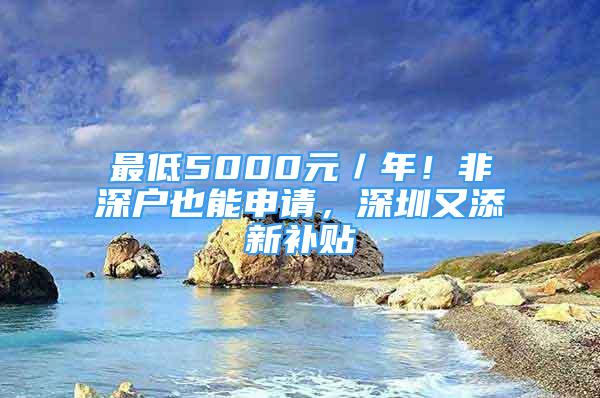 最低5000元／年！非深戶也能申請，深圳又添新補貼