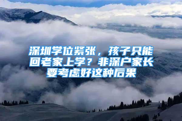 深圳學(xué)位緊張，孩子只能回老家上學(xué)？非深戶家長要考慮好這種后果