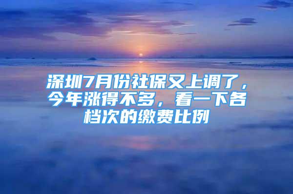 深圳7月份社保又上調了，今年漲得不多，看一下各檔次的繳費比例