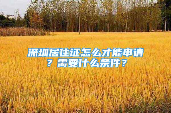 深圳居住證怎么才能申請？需要什么條件？