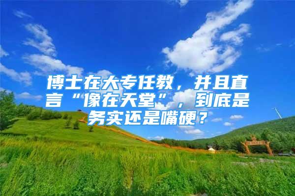 博士在大專任教，并且直言“像在天堂”，到底是務(wù)實(shí)還是嘴硬？