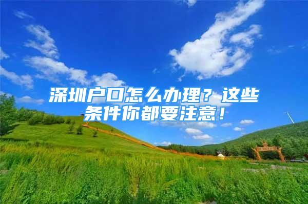 深圳戶口怎么辦理？這些條件你都要注意！