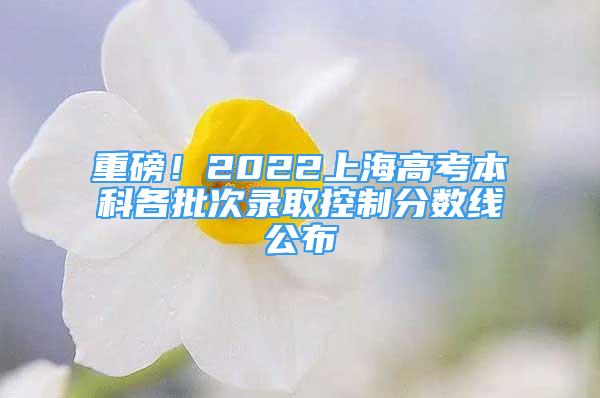 重磅！2022上海高考本科各批次錄取控制分?jǐn)?shù)線公布