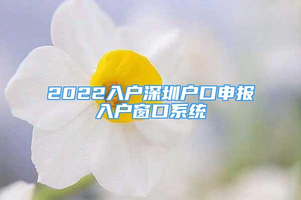 2022入戶深圳戶口申報入戶窗口系統(tǒng)