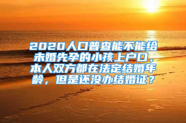 2020人口普查能不能給未婚先孕的小孩上戶口，本人雙方都在法定結(jié)婚年齡，但是還沒辦結(jié)婚證？