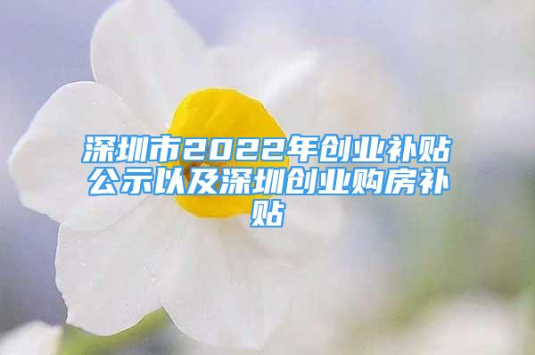 深圳市2022年創(chuàng)業(yè)補(bǔ)貼公示以及深圳創(chuàng)業(yè)購(gòu)房補(bǔ)貼