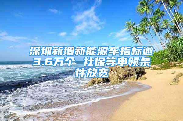 深圳新增新能源車指標(biāo)逾3.6萬個 社保等申領(lǐng)條件放寬