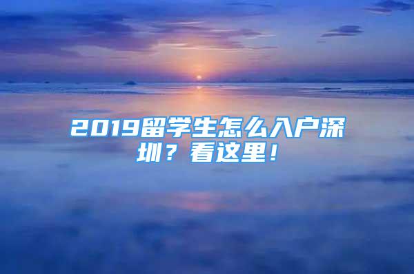 2019留學(xué)生怎么入戶深圳？看這里！