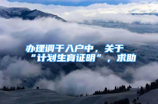 辦理調(diào)干入戶中，關(guān)于“計(jì)劃生育證明”，求助